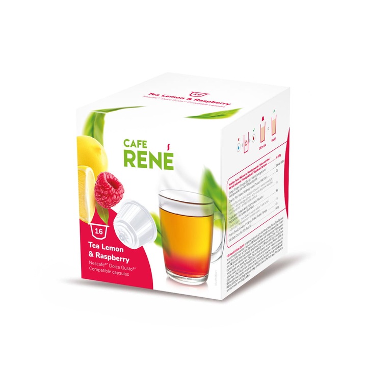 Café René - Tea René - Lemon-Raspberry - Citromos-málnás - Dolce Gusto kompatibilis kapszula, 16 db