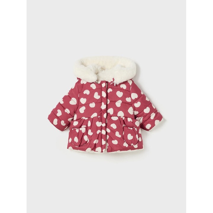 Geaca copii, Mayoral, 277789, Rosu/Ecru, Poliester, Rosu/Ecru