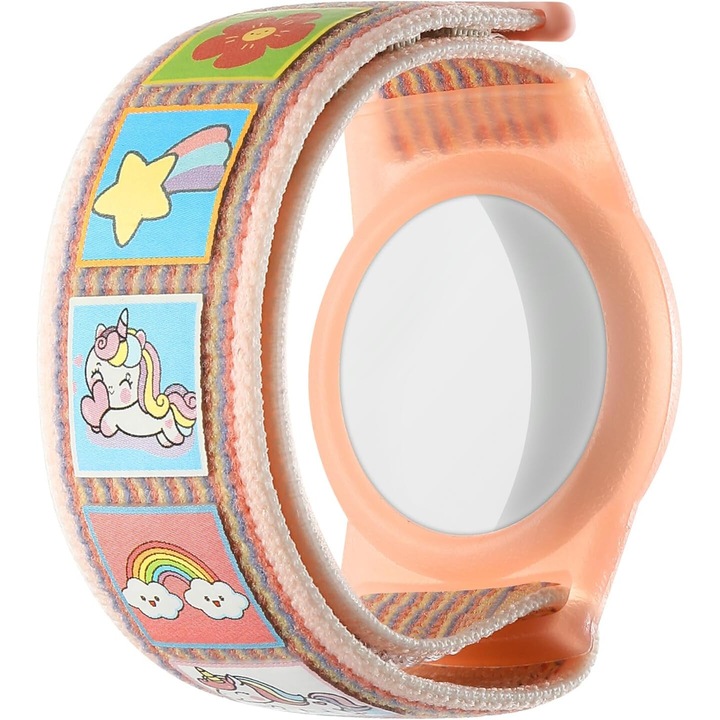 Bratara pentru Apple AirTag, Husa, MATCHEASY, Nylon/Termoplastic, Roz