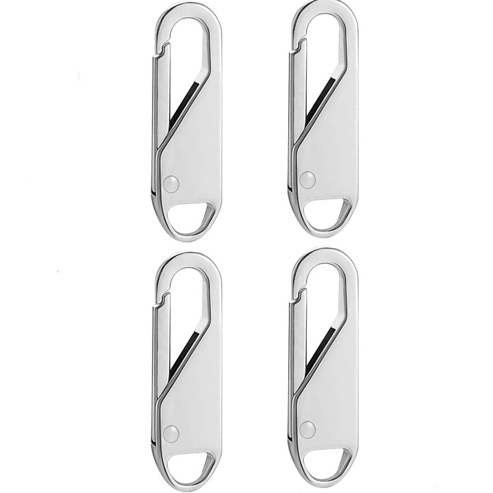 Set cu 4 cheite fermoar pentru valize bagaje, jacheta, rucsacuri, haine, pantaloni, blugi, corturi, posete SA&SO General Store®, Argintiu