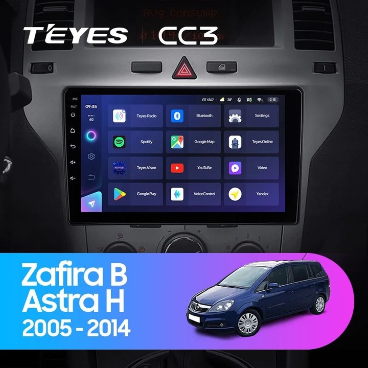 Navigatie Auto Teyes CC3 Split Opel Zafira B 2005-2014 4+32GB 9" QLED Octa-core 1.8Ghz, Android 4G Bluetooth 5.1 DSP