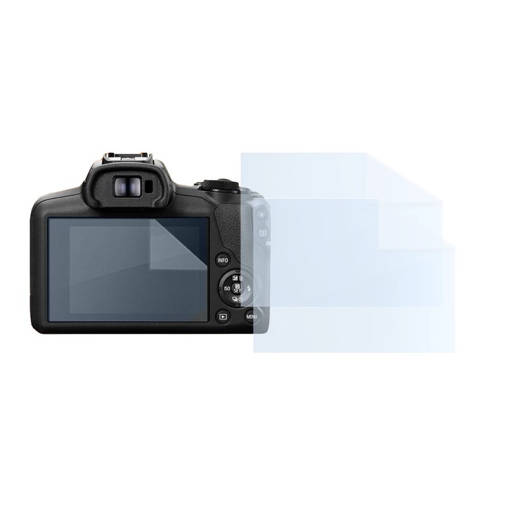 Fóliakészlet Canon EOS R100-hoz, FONIX LENS DEFENSE, 2 szilikon képernyőfólia, ütésálló, karcmentes, regenerálható, tartós, időjárásálló, átlátszó