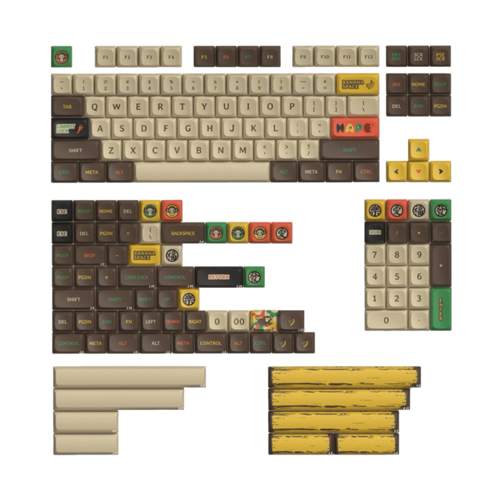 Set Taste KeyTok KDA Happy Ape Dye-sub PBT Keycaps pentru Tastatura Mecanica, 171 taste Layout US