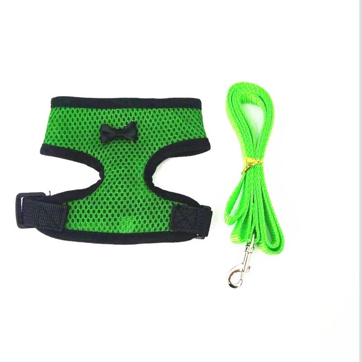 Set vesta racoritoare si lesa pentru animale de companie, plasa respirabila, verde, S