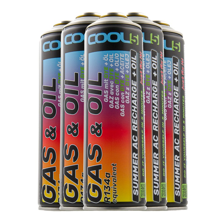 Set 5x2 in 1 Cool5 pentru climatizare, R134a, 500ml