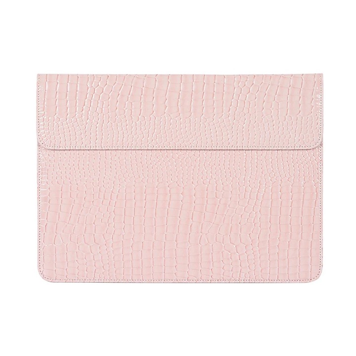 Husa Laptop 15-16", Design Slim, cu Inchidere Magnetica, Piele Ecologica, Beige