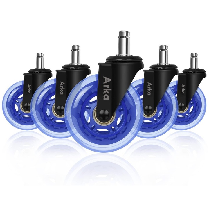 Set de 5 roti de silicon profesional ARKA RX900T, 3 inch albastru, tija ...