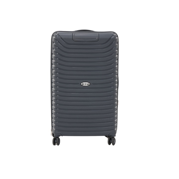 Bezubi Easy Travel bőrönd, csomagtartó, 84x50x38, űrtartalom 140 liter, teleszkópos fogantyú, 4 csendes dupla kerék, 360 fokos elforgatás, cipzárral és számjegyekkel zárható, rekeszezés zsebbel, speciális rugalmas, törésgátló PP anyag, fekete