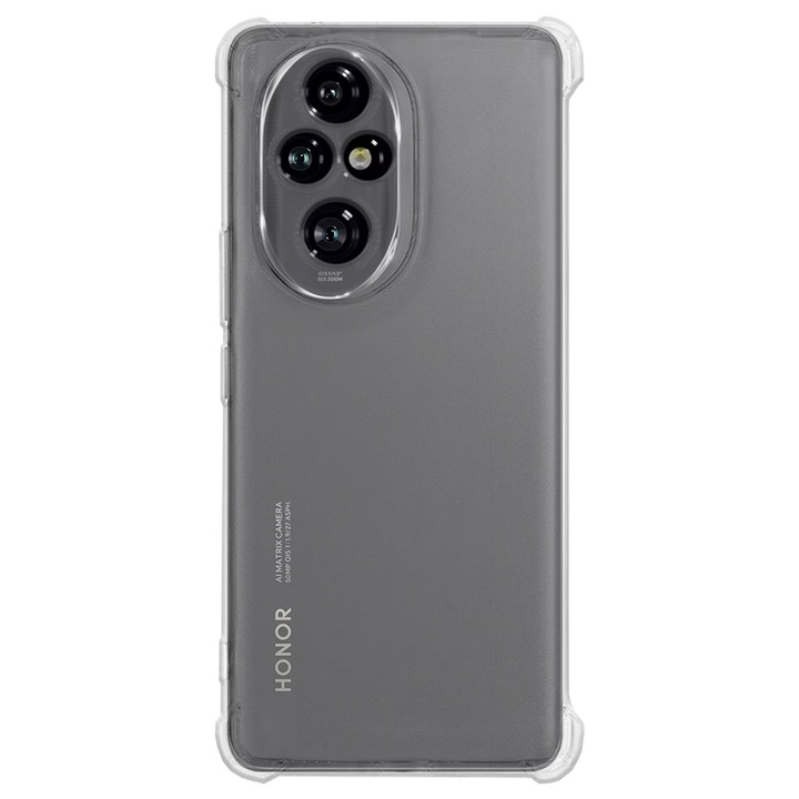 Husa Antishock SILKASE pentru Honor 200 Pro, protectie camera, silicon transparent