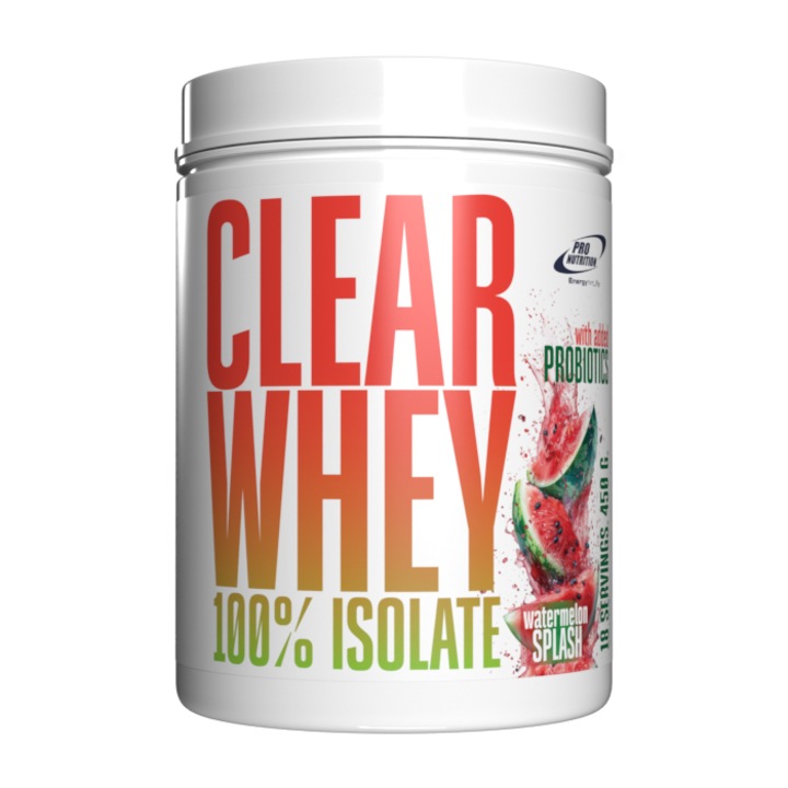 Pudra proteica din zer, Pro Nutrition, Clear Whey Watermelon Splash, cu probiotice si acid citric, 450g