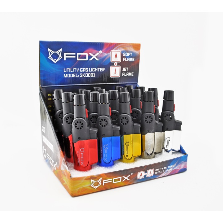 Set 20 brichete cu flacara reglabila, Fox Only Fire, multicolor