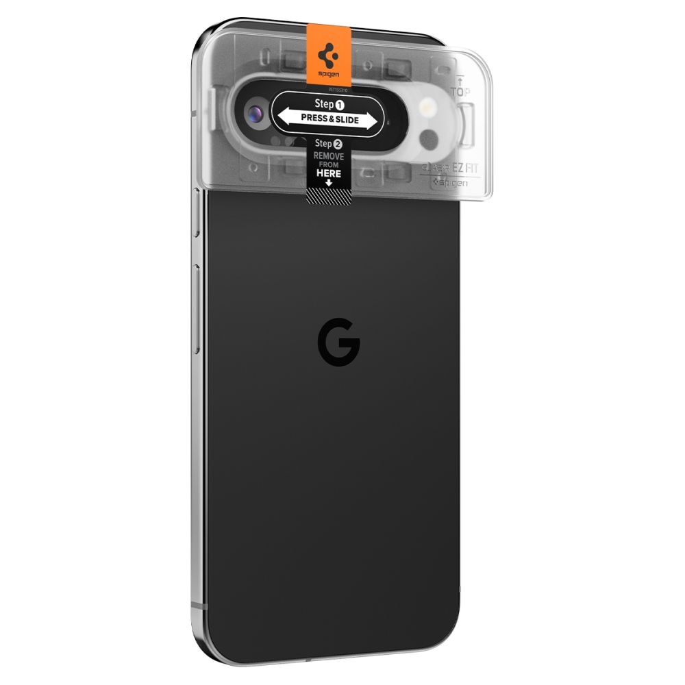 Set 2 protectii sticla camera foto Spigen Optik EZ FIT compatibil cu Google Pixel 9 Pro Crystal Clear