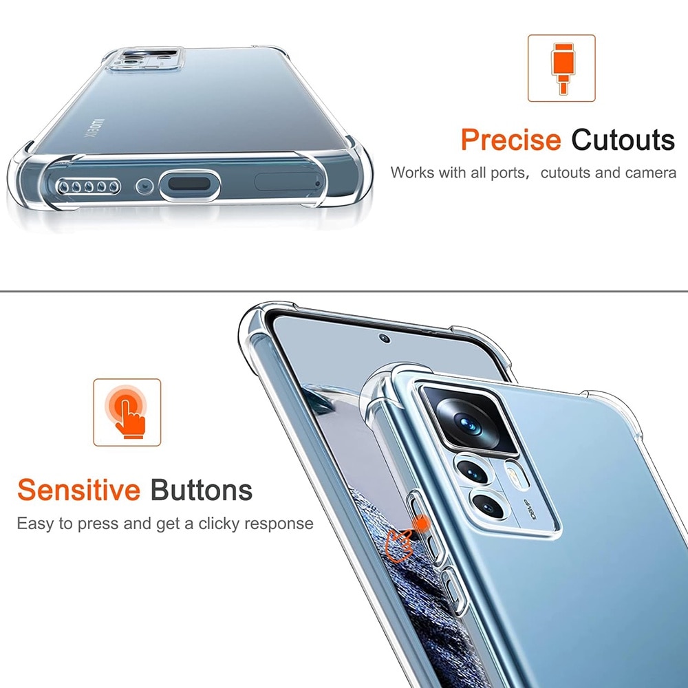 Husa protectie Mat-Tech compatibila cu Xiaomi 12T / 12T Pro, Protectie Camera, Colturi anti-soc, Decupaje Precise, Rezistenta la impact, Margini ridicate pentru protectia ecranului, Transparenta