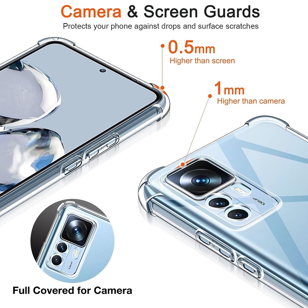 Husa protectie Mat-Tech compatibila cu Xiaomi 12T / 12T Pro, Protectie Camera, Colturi anti-soc, Decupaje Precise, Rezistenta la impact, Margini ridicate pentru protectia ecranului, Transparenta
