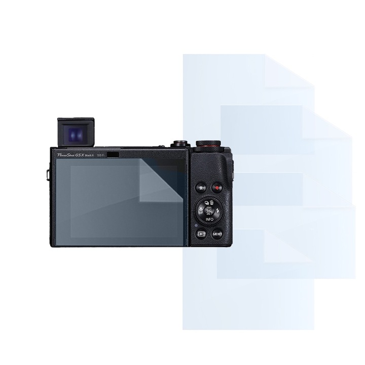 Filmkészlet Canon PowerShot G5 x Mark II-hez, FONIX LENS DEFENSE, 4 szilikon képernyőfólia, ütésálló, karcmentes, regenerálható, tartós, időjárásálló, átlátszó