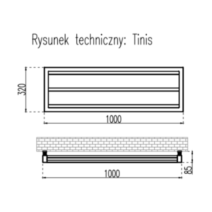 Radiator decorativ Tinis H320 L1000 Negru