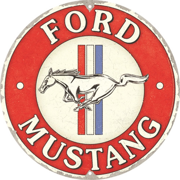 Placa decor 35cm Ford Mustang 3 Stripes Red