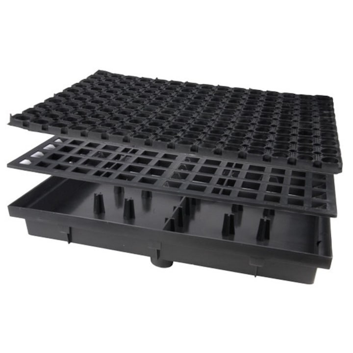 ZMM bejárati lábtörlő, 60x40cm, horganyzott acélból, kefével és gumival