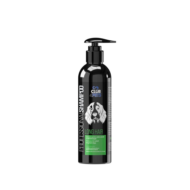 Sampon profesional LONG HAIR pentru caini adulti cu blana lunga CLUB4PETS, 250 ml