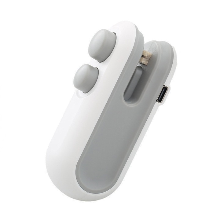 2 az 1-ben hőszigetelő eszköz, hordozható, újratölthető, USB-C, fehér/szürke, 9,5x4x3,5 cm