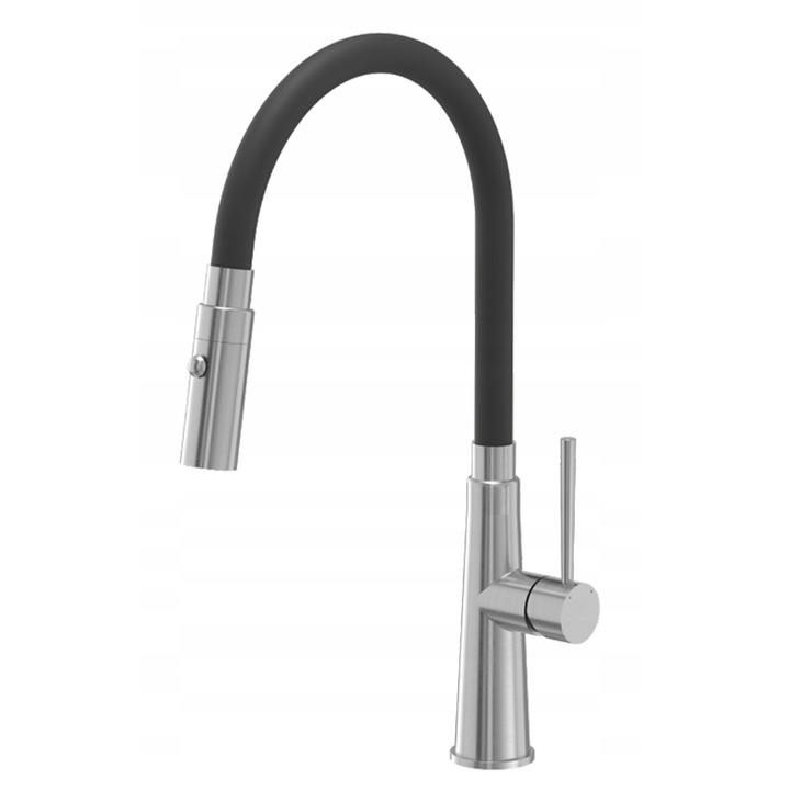 Quadron Gina konyhai csaptelep, fekete acél, flexibilis kifolyócsővel