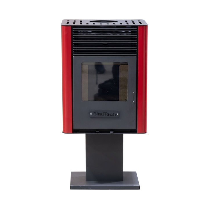 Semineu pe lemne 6 kW cu geam termoizolanta top rosu MSKA6-SR BlauTech