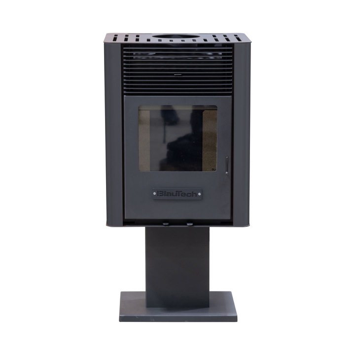 Semineu pe lemne 6 kW cu geam termoizolanta top negru MSKA6-SBL BlauTech