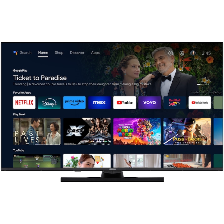 Horizon 32HL7790H/D LED Smart televízió, 80 cm, Android TV, HDR10, Google Play, Google Cast, Wi-Fi, Dolby Audio/DTS, E energiaosztály, fekete