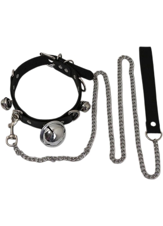 Комплект пънк чокър колие, полиуретан, черно, един размер