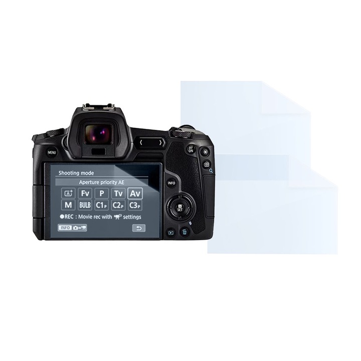 Комплект фолио за Canon EOS Ra, FONIX LENS DEFENCE, 2 силиконови фолиа за екрана, против удари, против надраскване, регенерируеми, издръжливи, устойчиви на атмосферни влияния, прозрачни