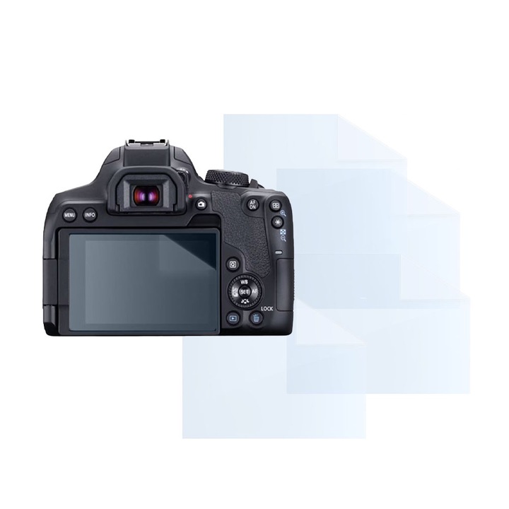 Fóliakészlet Canon EOS 850D-hez, FONIX LENS DEFENSE, 4 szilikon képernyőfólia, ütésálló, karcmentes, regenerálható, tartós, időjárásálló, átlátszó