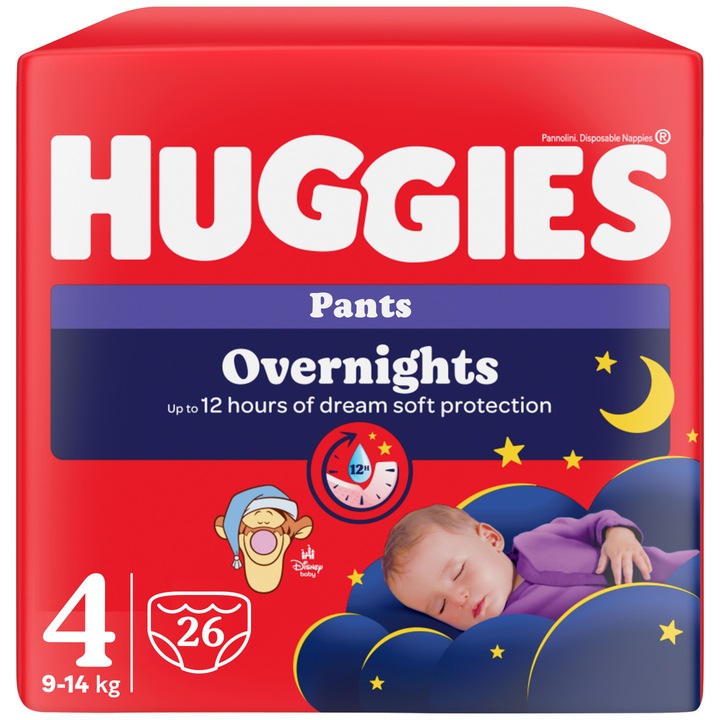 Пелени-гащички Huggies Overnights 4, 9-14 кг, 26 бр