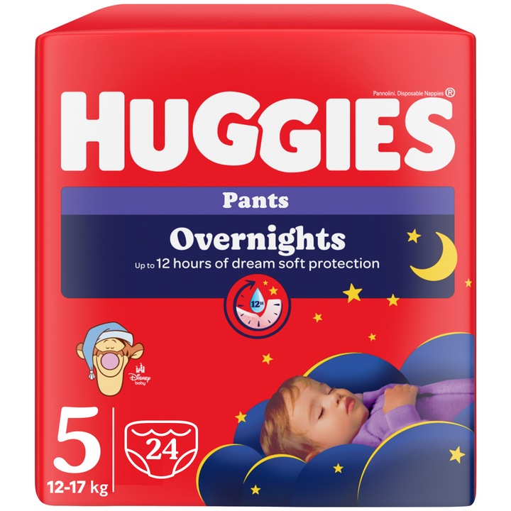 Пелени-гащички Huggies Overnights 5, 12-17 кг, 24 бр