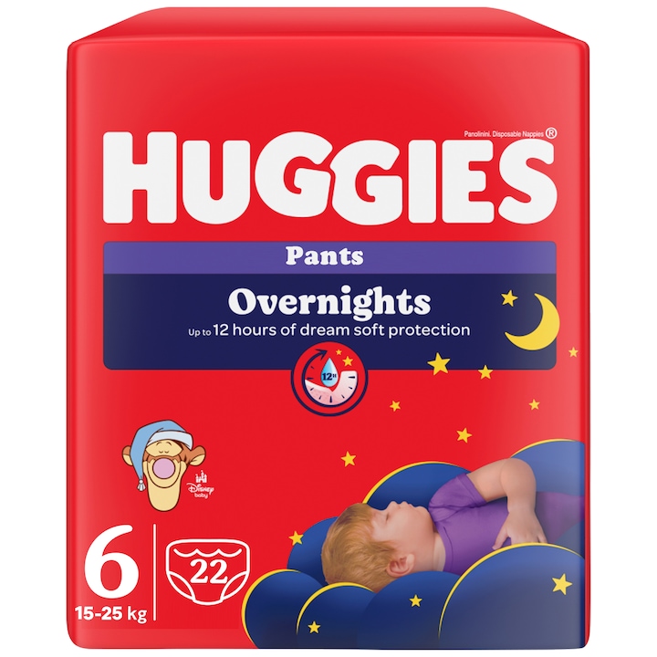 Huggies Overnights éjszakai bugyipelenka, 6-os méret, 15-25 kg, 22 db