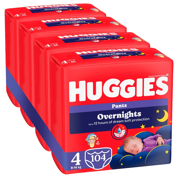 Пелени-гащички Huggies Overnights 4, 9-14 кг, 104 бр
