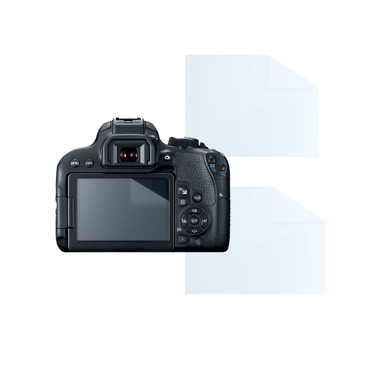 Комплект фолио за Canon EOS Rebel T6i, FONIX LENS DEFENCE, 2 силиконови фолиа за екрана, против удари, против надраскване, регенерируеми, издръжливи, устойчиви на атмосферни влияния, прозрачни