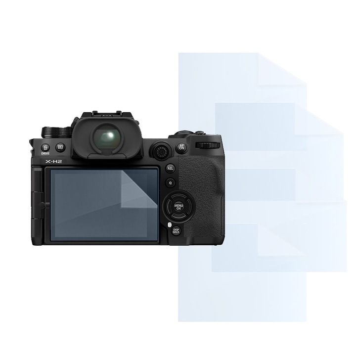 Fóliakészlet FujiFilm X-H2-hez, FONIX LENS DEFENSE, 4 képernyős szilikon fólia, ütésálló, karcmentes, regenerálható, tartós, időjárásálló, átlátszó