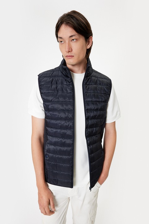 KOTON, Vesta cu model uni si aspect matlasat, Albastru ultramarin, S