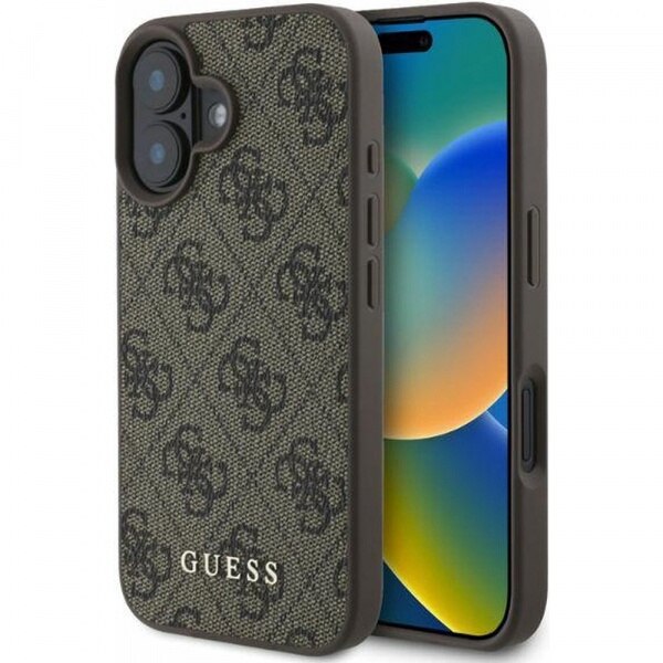 Husa pentru Apple iPhone 16, Guess, 4G Classic, Maro