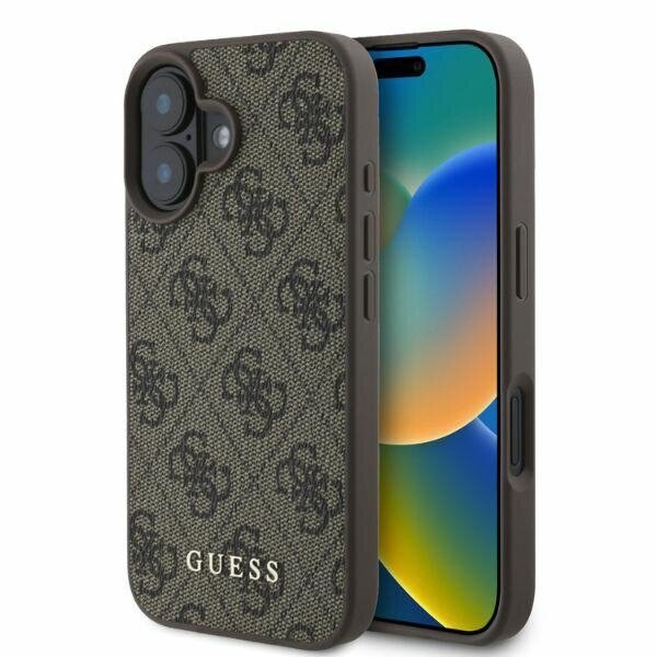 Husa pentru Apple iPhone 16, Guess, 4G Classic, Maro