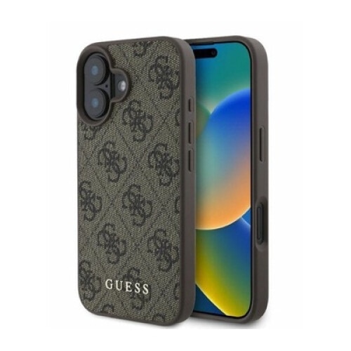 Husa pentru Apple iPhone 16, Guess, 4G Classic, Maro