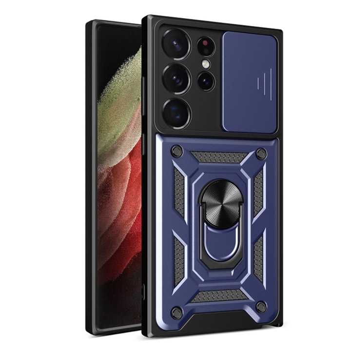 Кейс за Samsung Galaxy S22 Ultra 5G, Techsuit CamShield Series, син
