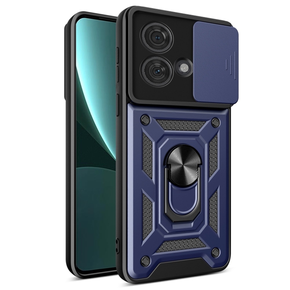 Husa pentru Motorola Edge 40 Neo Premium Hybrid Armor Kickstand, Slider Camera, Antisoc, Protectie Superioara, Albastru