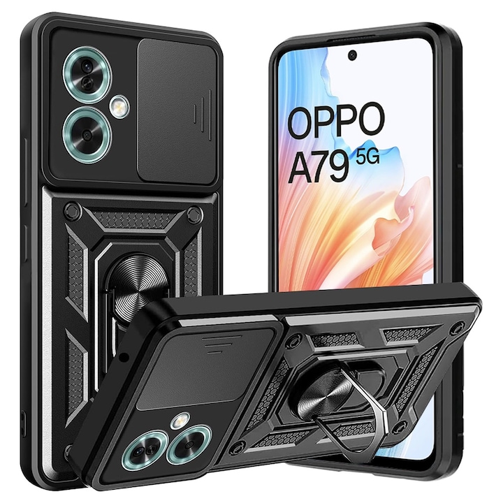 Калъф, съвместим с Oppo A79 5G/OnePlus Nord N30 SE, RAO Urban, CamShield Series, B50, Plastic, Pitch Black