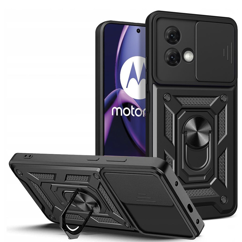 Husa pentru Motorola Moto G84 Premium Hybrid Armor Kickstand, Slider Camera, Antisoc, Protectie Superioara, Negru
