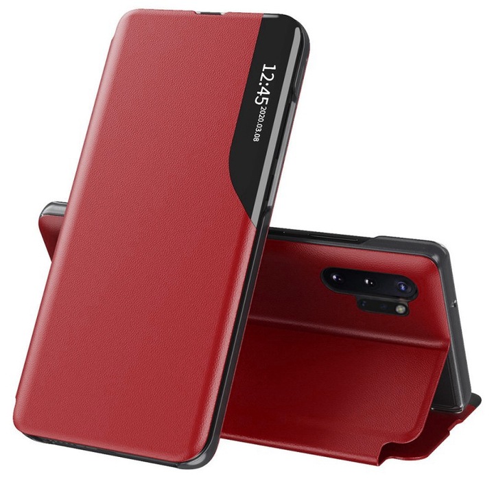 Husa Cu Grad Ridicat de Protectie pentru Samsung Galaxy Note 10 Plus 4G/Note 10 Plus 5G, AIR, R37, Piele ecologica, Elegant Ruby