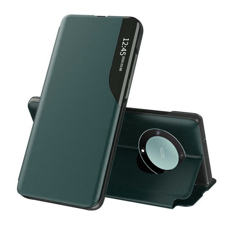 Husă telefon Techsuit eFold Series Flip cover, Piele ecologică, Verde, pentru Honor Magic5 Lite