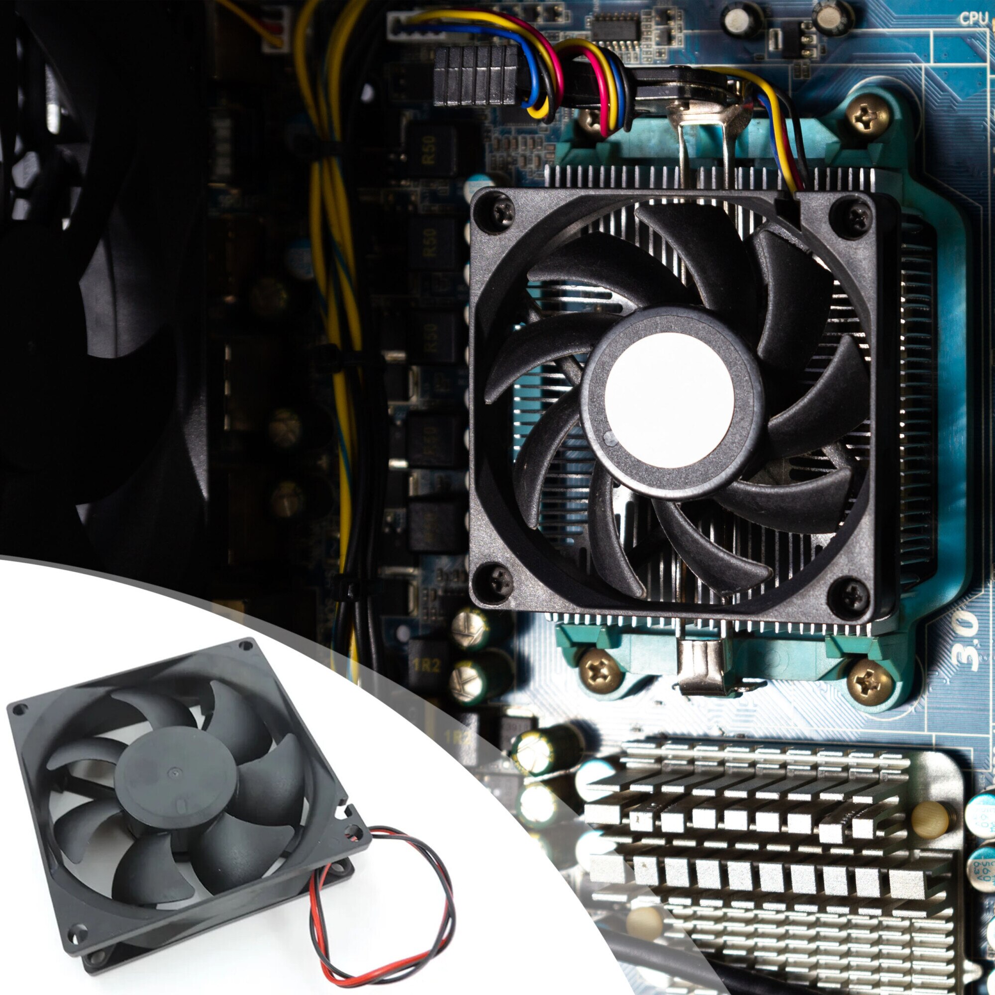 Pc Repm Ventilator PC Rosfix 80x80x25mm 2PIN 12V, 2000 RPM, 35 CFM, 25 dBA ...