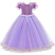 Rochie Printesa Rapunzel pentru Copii, Set cu Coronita si Accesorii, EvrikaUnity®, Tesatura premium, 4-5 ani, 120 cm, Mov