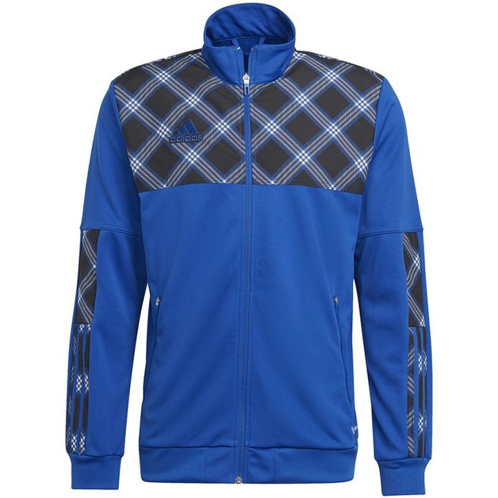 Суичър без качулка за мъже Adidas, полиестер, син/черен